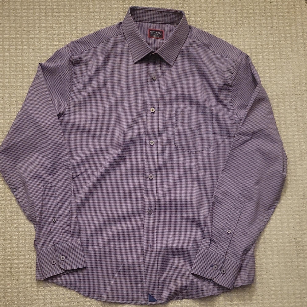 UNTUCKit Blue/Red Checked Dress Shirt Long-Sleeve Classic